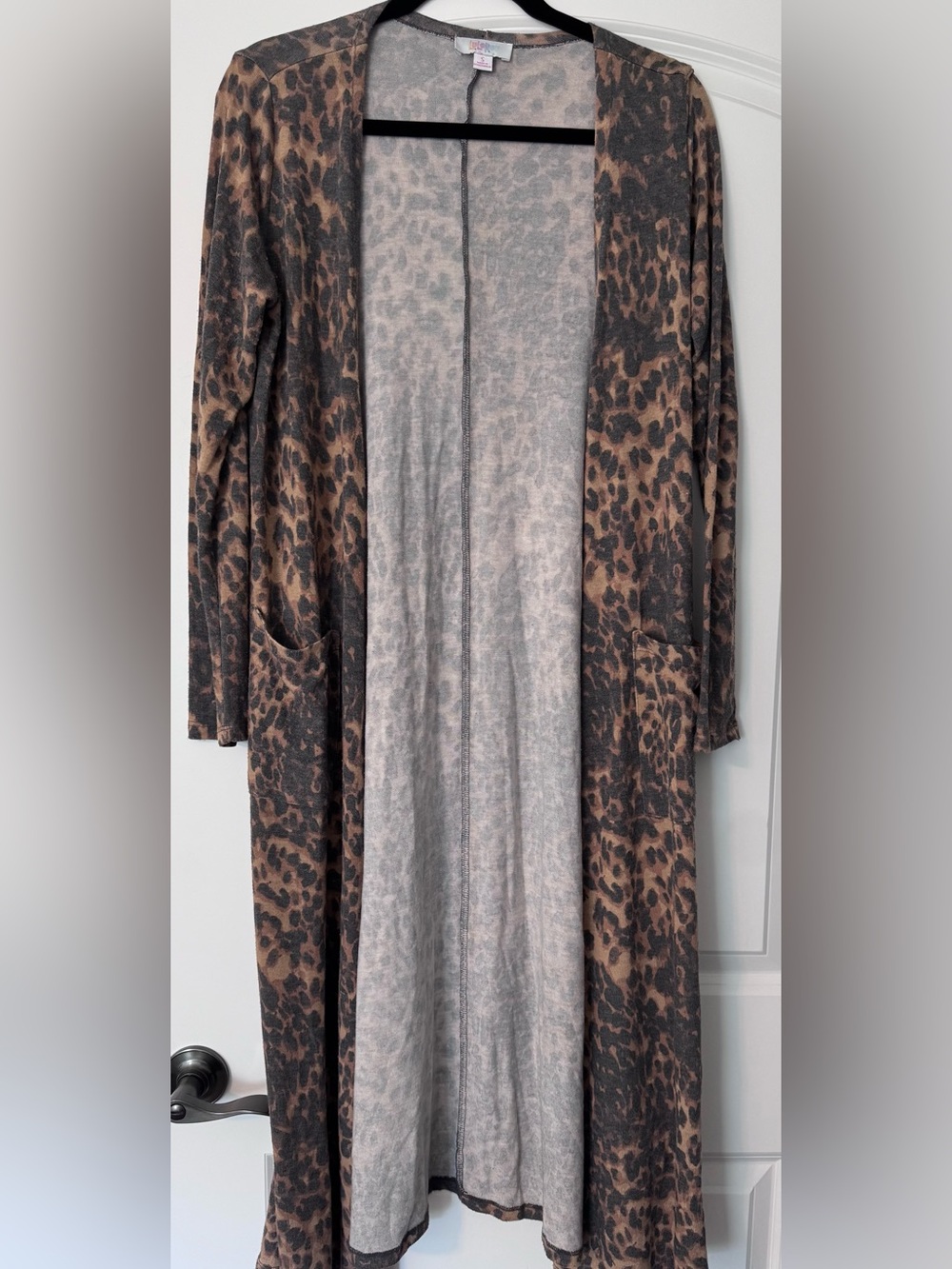LuLaRoe Sarah Leopard Print Long Duster Cardigan Size Small